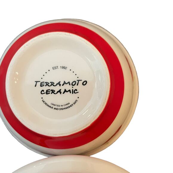 Terramoto Summer Strawberry Ceramic Dessert Prep Bowl Set of 2 NEW - Picture 6 of 9